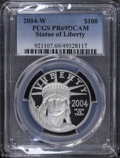 2004-W $100 Proof 1 oz Platinum Eagle Statue of Liberty PCGS PR 69 DCAM 2547.80 per troy oz