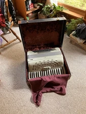 70+ Year Old Antique Video Crucianelli Accordion, Mother Of Peal Finish,withcase