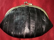Genuine Eel Skin Coin Purse Black Colored