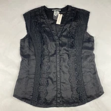 NWOT Daniel Rainn Anthropologie Top Women's Size XL Black Tank Blouse