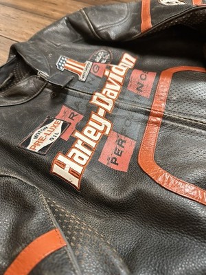 ジャケット・アウター Harley-DavidsonMileage Club / Distressed HARLEY DAVIDSON 95th Anniversary Bomber Leather Jacket Mens Size L