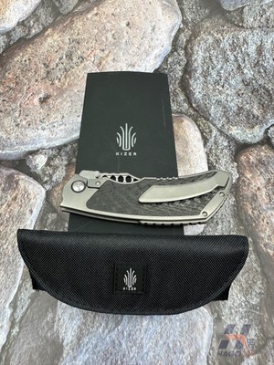 Kizer Cutlery Huntsmen S35VN Steel 3.88'' Folding Knife   Titanium Carbon Fiber