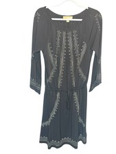 Michael Kors Black Embellished Blouson Tunic Dress Size Medium