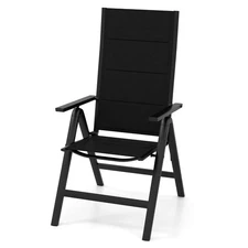 Patio Folding Chair Outdoor Chairs w/ Padded Seat, Adjustable Backrest