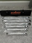 HORUSDY XLong Flex-Head Double Box End Ratcheting Wrench Set, Metric 6-pc 8-19mm