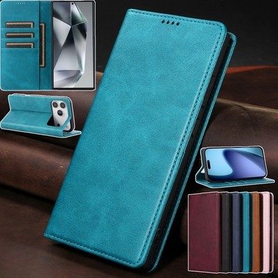 Für iPhone 17e 16 15 14 13 12 Pro Max Handyhülle Leder RFID Brieftasche Cover