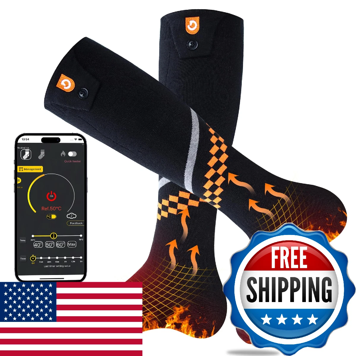 Heated Socks 6000mAh with APP Control Electric Thermal Socks Rechargeable Washab