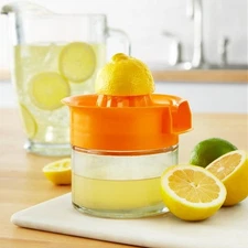 10 Ounce Citrus Juicer Easy Screw Top Glass and Plastic Dishwasher Safe Orange