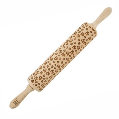 MoodForWood Nudelholz aus Holz, graviert, 43 cm, mit Griffen, perfekt zum Backen
