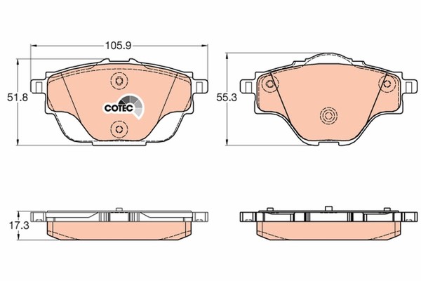 Trw Bremsbelagsatz Scheibenbremse Cotec GDB2034 FüR CitroËN 308 C4 Peugeot Ds Sw-image