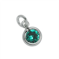 Sterlingsilber & Smaragd 5Mm Rund Cz Kristall Mai Geburtsstein Charm AnhäNger