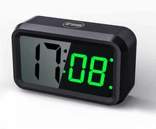 Digital Alarm Clock Battery Operated Green Display Small Travel Clock