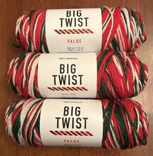 Lot of 3 - Big Twist Value Yarn - Merry  Bright - 269 yards each - NEW