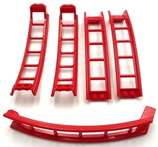 Lego 5 New Red Train Tracks Roller Coaster Ramp Large Upper Part 6 Bricks Tall