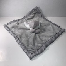 Carters Gray Elephant Soft Plush Lovey Baby Security Blanket Satin Trim 14x14