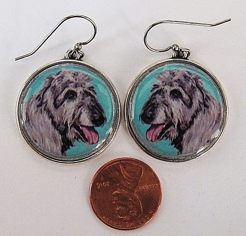 Irish Wolfhound Original Art Earrings - Picture 3 of 5