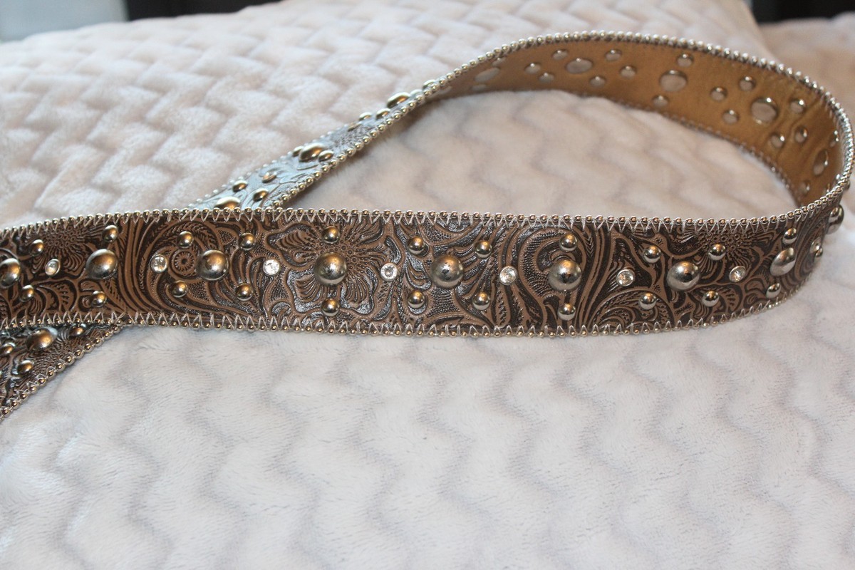 Ceinture Femme Kathy Van Zeeland Taille L Couleur Or Métallique Avec Strass Et Studs - Neuve Sans étiquette