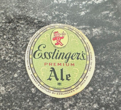 IRTP ESSLINGER'S PREMIUM ALE 12 OZ BEER BOTTLE LABEL ESSINGER BREWING PHILA PA