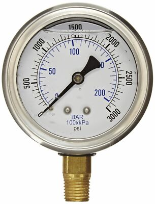 #ad #ad PIC Pressure Gauge PRO 201L 254P Glycerin Filled Bottom Mount PSI 3000 $19.90
