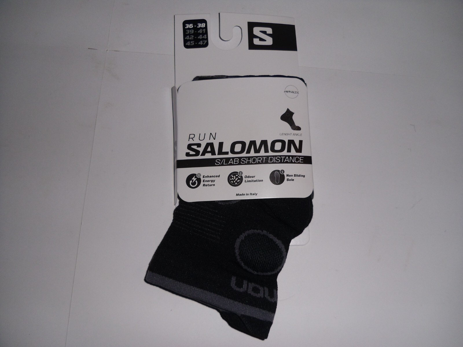 SALOMON RUN S Lab calzino alla caviglia breve distanza S EU 36 38 UK 3 5 5 US W 5 7