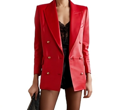 Leather Jacket For Women Red Blazer Girls Coat Biker Motorcycle Real Lambskin