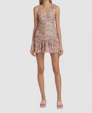 $475 LoveShackFancy Women's Purple Floral Ruched Ruffle Desra Dress Size 2