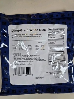 4Patriots Long-Grain White Rice package survival emergency food 8 servings MRE