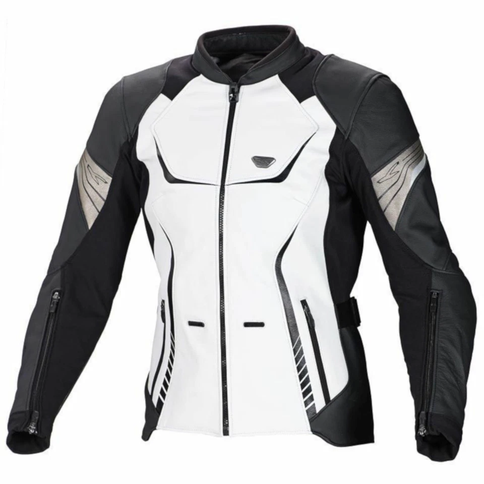 Macna Orient Leather CE Armoured Ladies Motorcycle Jacket Black/White Size UK 12 - Image 4 of 4