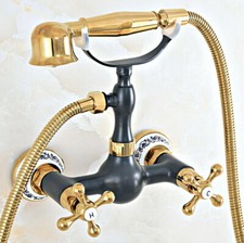 Black Gold Brass Bathroom Handheld Spray Shower Faucet Set Mixer Tap 2na452