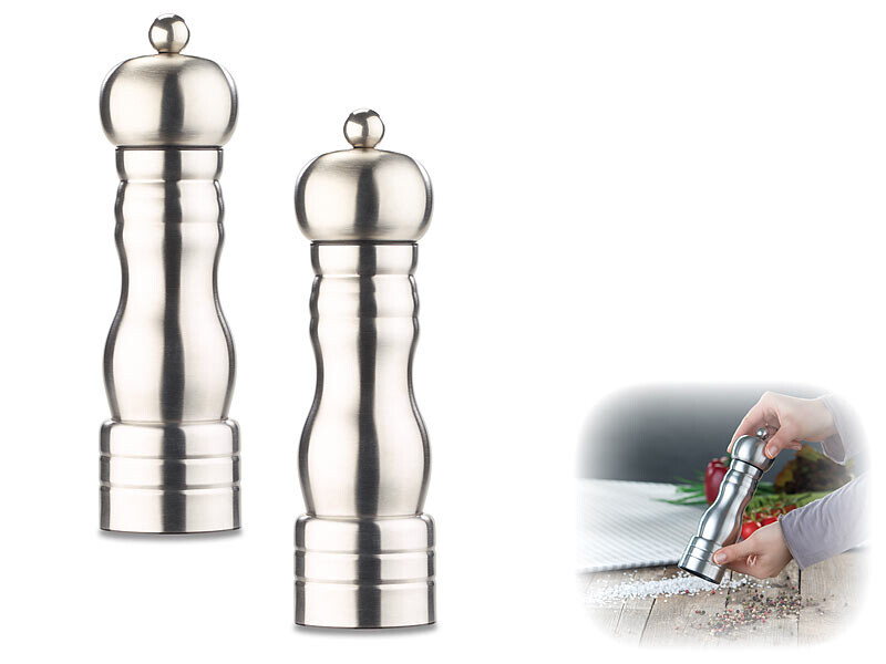 Moulin poivre et sel inox pour table et cuisine rétro