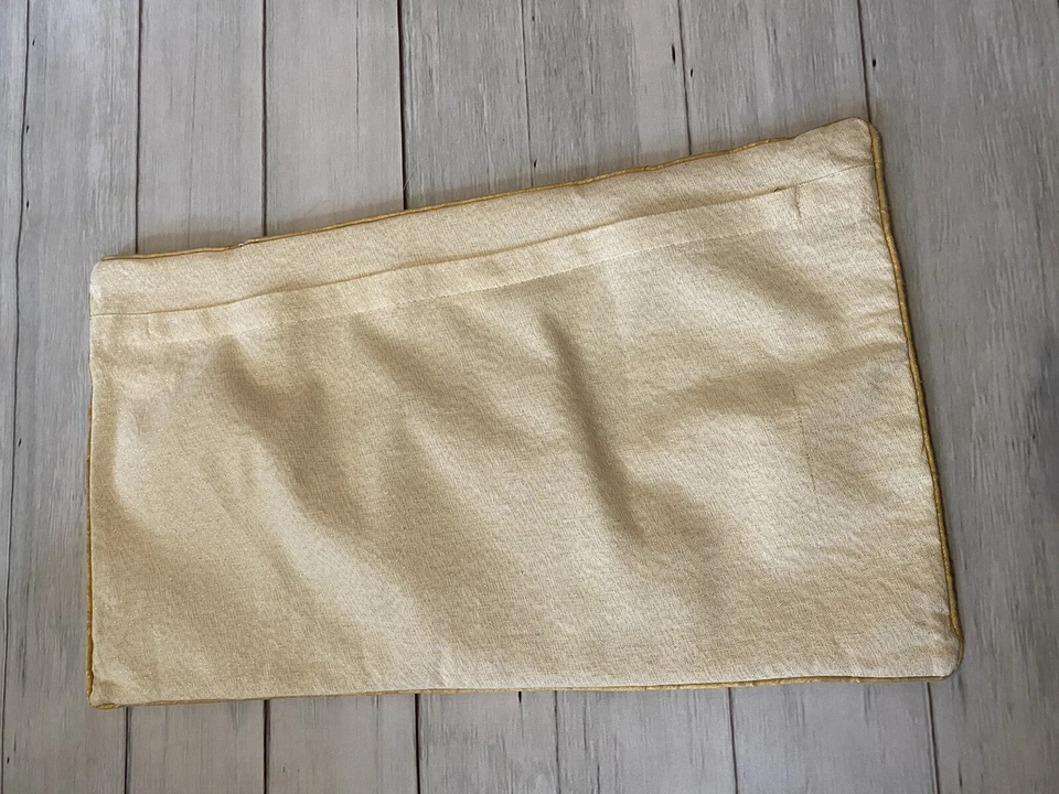 Artistic Accents Pillow Cover Beaded Gold Rectangle Zip 23x13 Hollywood Regency - Image 4 of 4