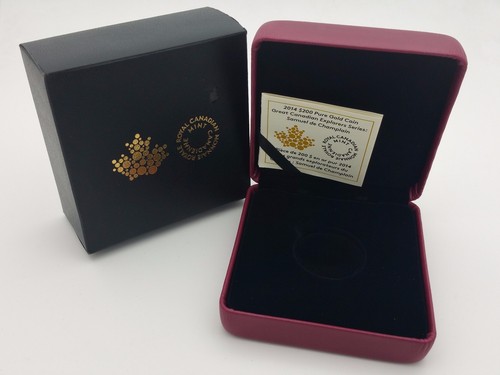 2014 Royal Canadian Mint $200 Gold Coin Empty Anniversary Red Leather Box & COA