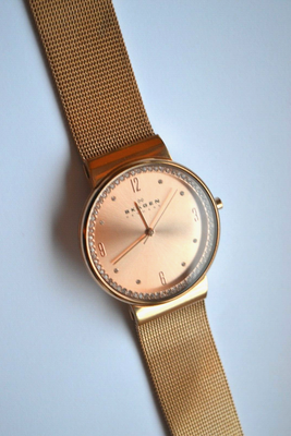 Skagen Denmark Women Rose Gold Slim Stain1ess Bangle Quartz Wristwatch 7+” Skagen Denmark Women main image 2