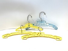 Vintage Plastic Baby Cloths Hangers Lot Of 4 Trains Circus Cow Moon