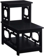 Omega 2 Step Chairside End Table, Black
