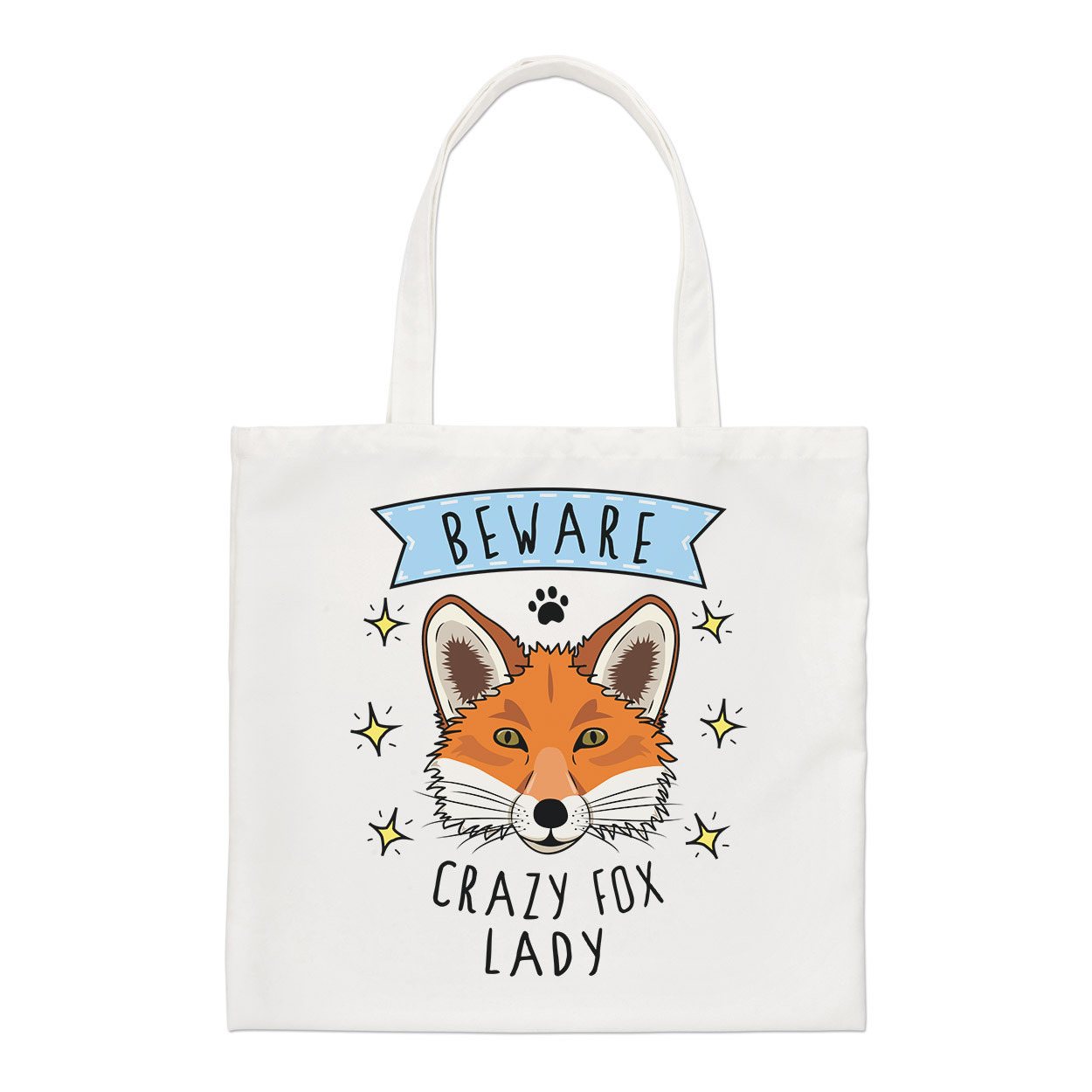 Beware Crazy Fox Lady Regular Tote Bag Funny Animal Shoulder Shopper