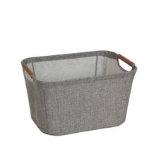 623 Small Tapered Softside Storage Bin With Wood Handles Gray Grey