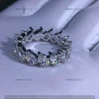 Real 925 Sterling Silver 5Ct Pear Cut Moissanite Full Eternity Wedding Band Ring