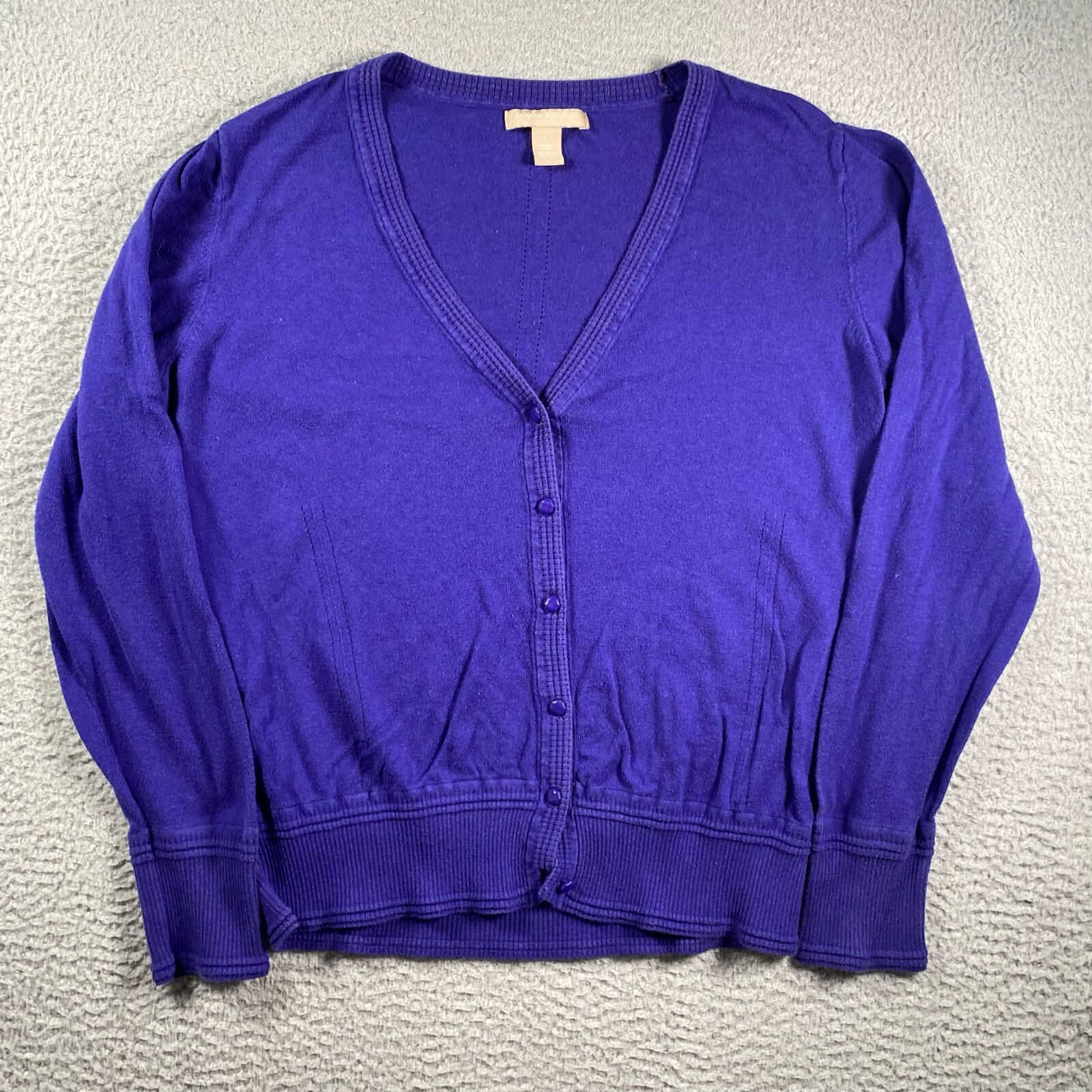 Banana Republic Sweater Womens Large Dark Blue Purple Button Front