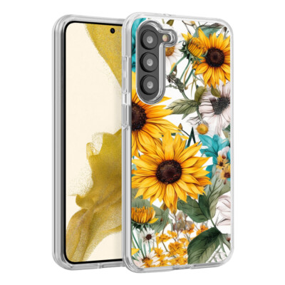 Texture Sunflower White Blossom Cover Case For Samsung Galaxy (Choose Model)
