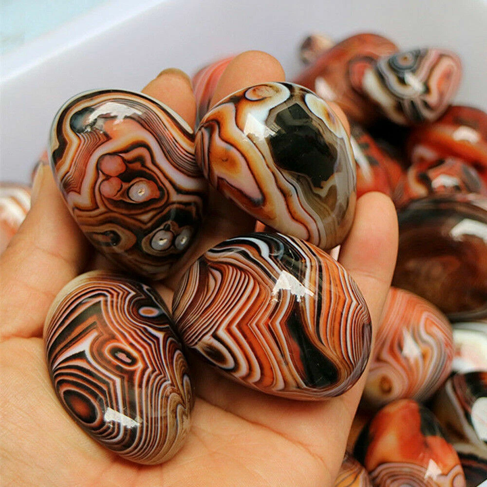 New Large Stone Madagascar Banded Agate Gemstones Tumbled Polished