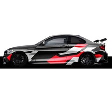 Red/Deep Grey Racing Sport Styling Vinyl Stickers For Car Body Side DIY Decor