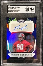 2018 PANINI CERTIFIED VITA VEA, #GS-VI, AUTO, ROOKIE, SER#42/75, BLUE GRIDIRON