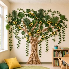 93PCS Classroom Tree Bulletin Board Decor with Tropical Leaves Vines