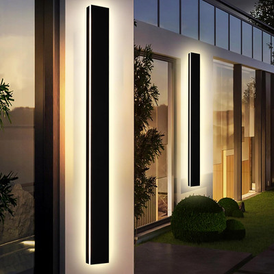 Sleek 60'' Black Outdoor Wall Lights - Adjustable 3000K-6000K Sconce Fixture