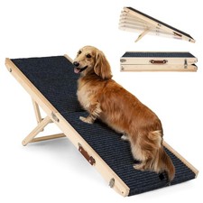 Folding Dog Ramp Safety, Wooden Adjustable Height Pet Ramps, Potable Dog Step...