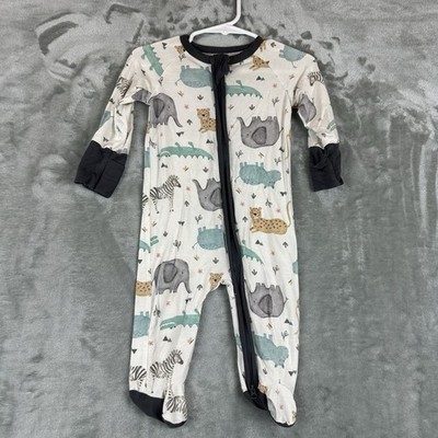 Aablexema Romper Footed Sleeper Pajamas 3-6 Months Jungle Flowers Bamboo Blend