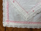 White & Pink Cotton Vintage Embroidered Set w/ Lace Trim, 2pc Placemat & Doily — photo 10