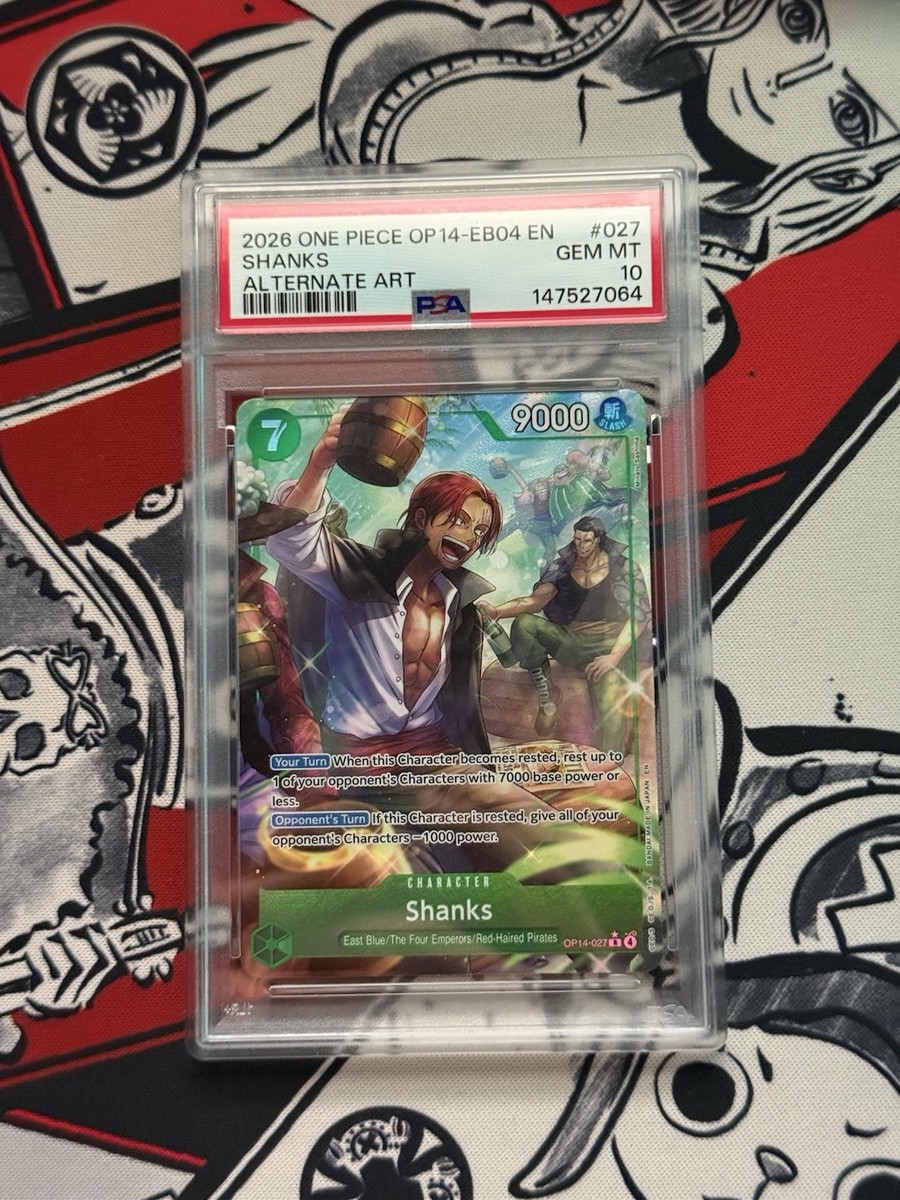 ONE PIECEカード PSA 10 Shanks OP14-027 R Alt Art THE AZURE SEA'S SEVEN One Piece