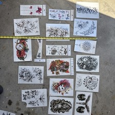 Lot Of 18 Large Temporary Tattoos Floral Majestic Tattoo